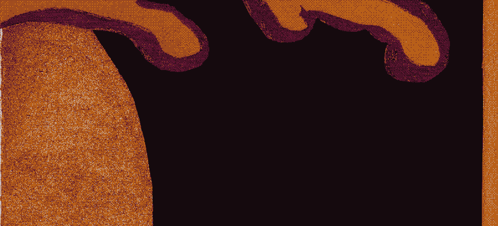Dithered woodblock design of a cresting wave